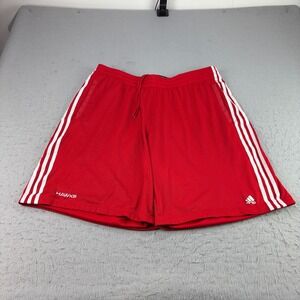 adidas Red Athletic Shorts with White Stripe Detail